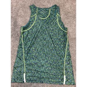 Athleta Pop Space Dye Running Tank Top Womens Small , Green , Pocket. #195